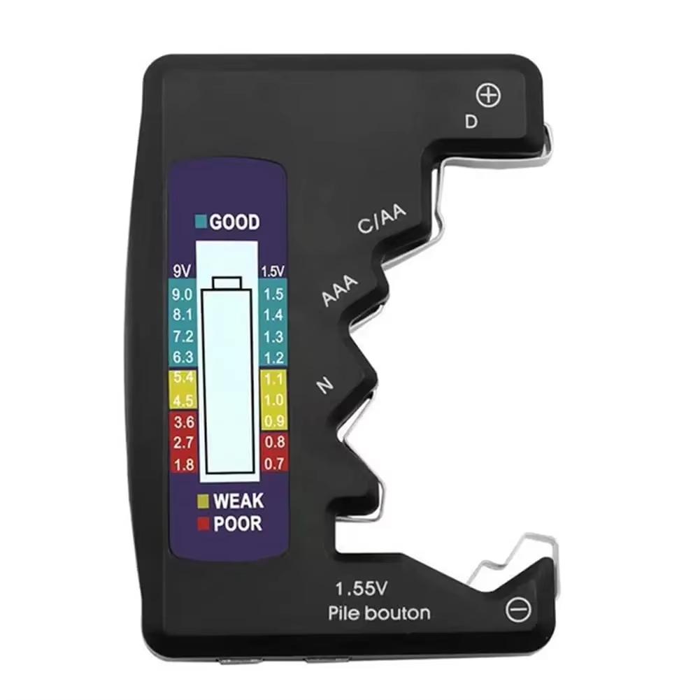 

Цифровой тестер аккумуляторов с ЖК-дисплеем для батареек типа CDN AA AAA 9 В, портативный индикатор емкости аккумулятора, тестер уровня заряда аккумулятора, вольтметр чёрный