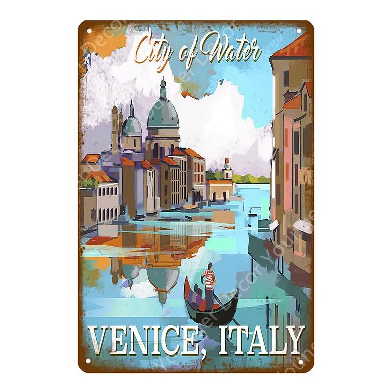 Tourism Metal Signs Travel Cities Country Plate Mexico Tokyo Poster Vintage Plaque Souvenirs Festival Gift Home Room Decor YJ020