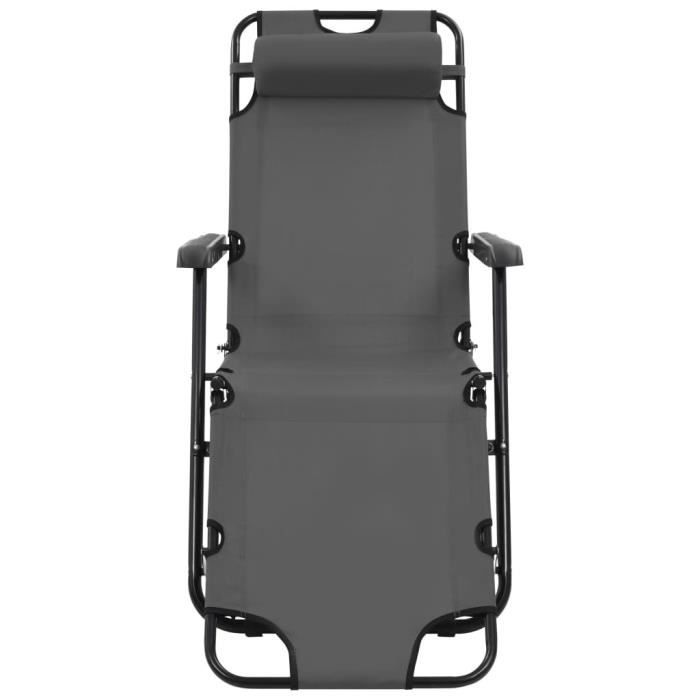 Chaise longue - vidaXL - 2 pcs - Acier - Pliable - Résistante aux intempéries