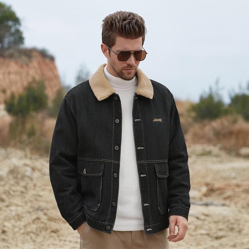 JEEP Men s Fleece Lined Casual Denim Jacket M