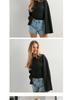 2026 Women's Solid Color Cinched Waist Long Sleeve Top - Fashionable Round Neck, Wide Sleeve.