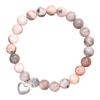 Pink Zebra Beaded Stainless Steel Heart Pendant Bracelet - Women's Fashion Gift