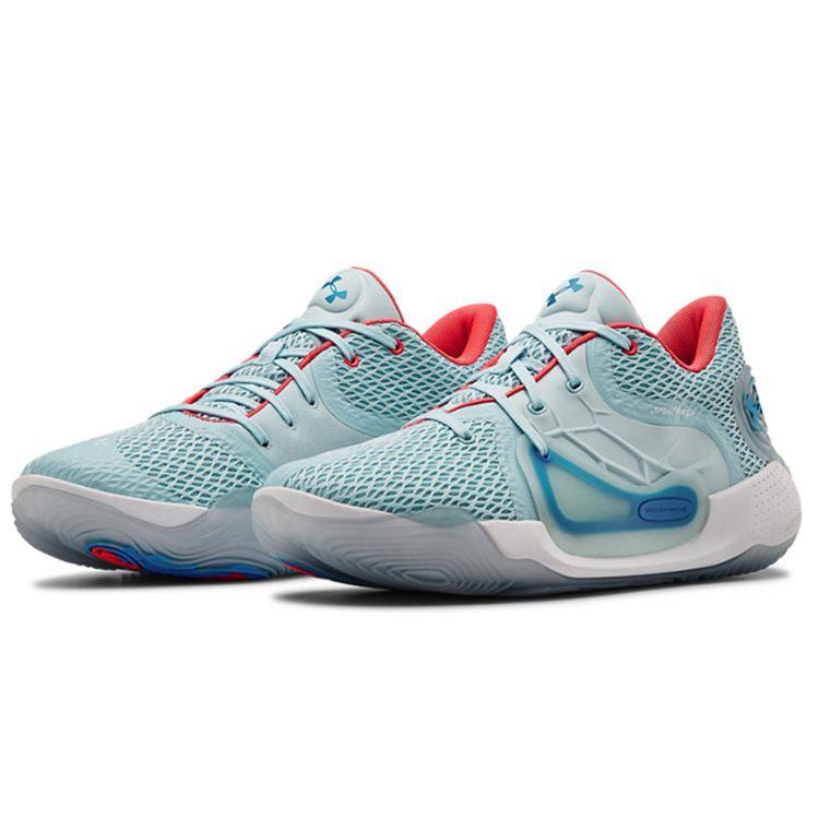 Under Armour Spawn 2 Comfortable Versatile Shock Absorption Non-Slip Low-Top Basketball Shoes Unisex sneaker Light-Blue 3022626-401