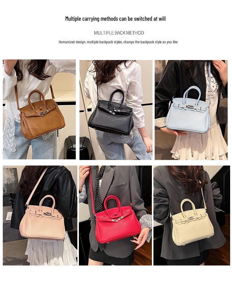 Lyxig handväska med litchi-korn: Stilfull, Mångsidig, Enaxlad & Crossbody Damväska