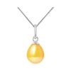Pendentif - Pearls & Colors - Véritable Perle de Culture 7-8 mm - Or Blanc 375/1000 - Chaîne Argent 42 cm