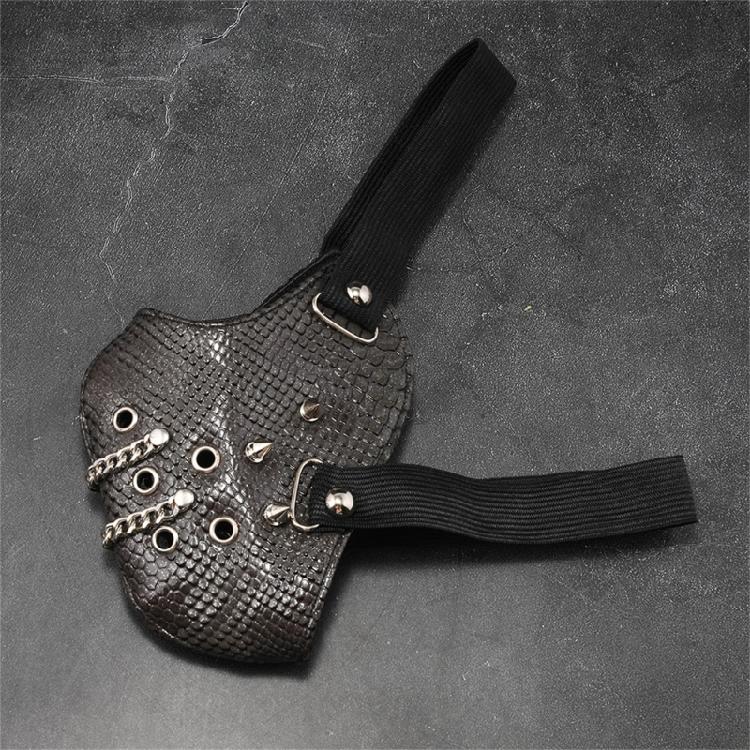 Leather Spikes Mask Gothic Punk Rivet Biker Motorcycle Mask Anti-Dust Sport Masks for Halloween Cosplay Party Adjustable
