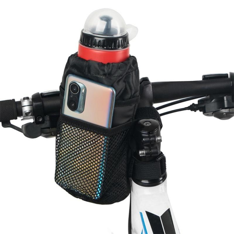 Bike Cup Holder with Cell-Phone Pouch,Bike Water Bottle Holders,Universal Bar Drink Cup Can Holder for Bicycles,Scooter