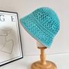Hollow Out Knitted Bucket Hat Breathable Woven Fisherman Hat Sunshade Basin Cap  Outdoor
