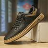Fashion 2025 Men Classic White Leather Sneakers Minimalist Casual Shoes Soft Sole Breathable Lightweight Lace-Up Sneakers for Daily Wear