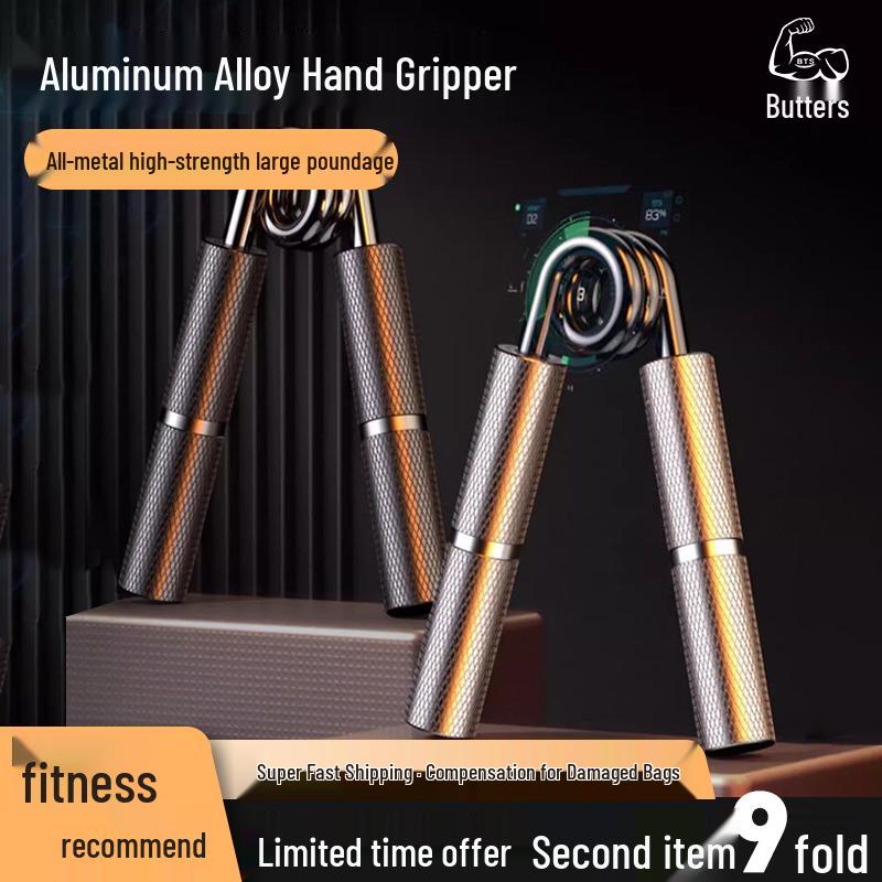 Professional Grade 100kg Grip Strength Trainer with Full Aluminum Handles Silver [100 lbs ≈ 45 kg]