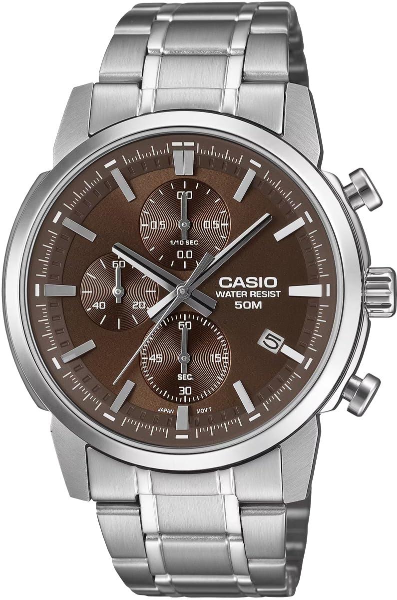 Мужские часы CASIO Standard 1/10-секундный хронограф Кварцевые MTP-E510D-5AV Коричневые