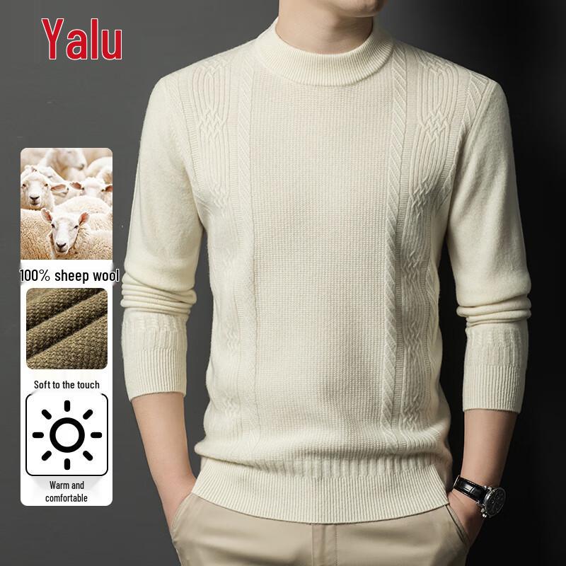 Yalu Men's 100% Wool Thickened Pullover Sweater