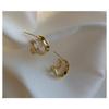 Women Elegant Niche Design Luxury Geometric Double C Circle Stud Earrings
