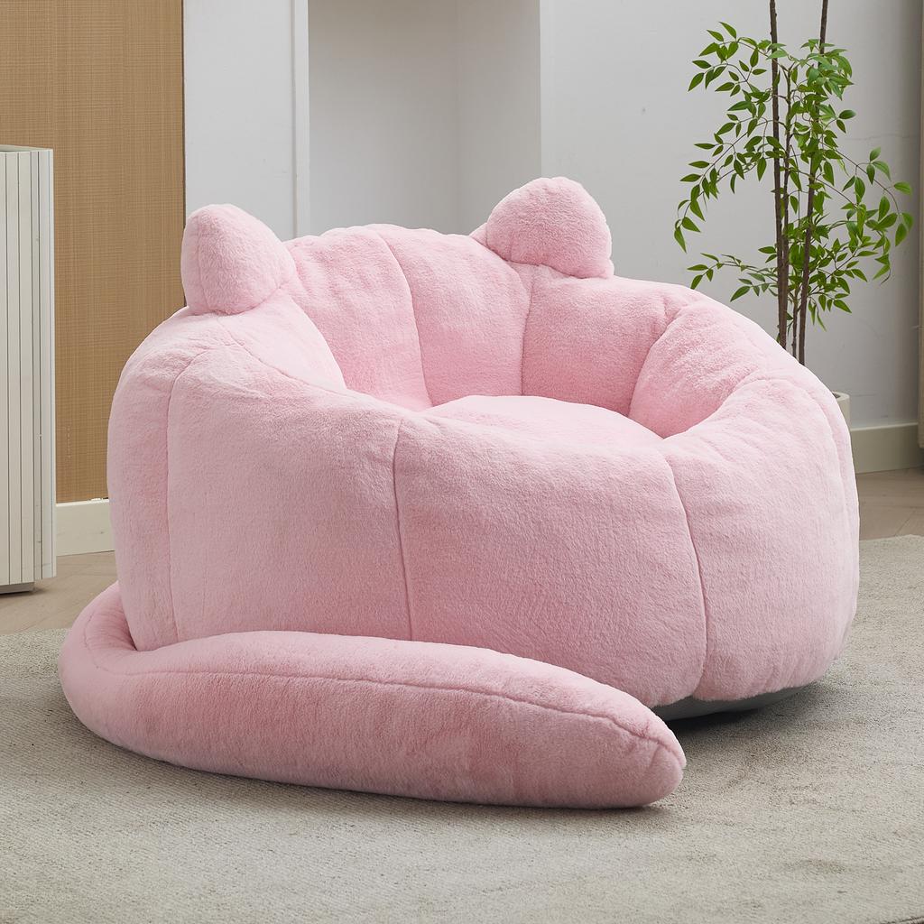 Cat-Shaped Sofa with Long Tail Adult Beanbag without Installation Suitable for Living Room, Bedroom etc. Relax and Enjoy Life, Pink