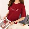 Dame T-skjorte Casual Kortermet O-hals Trykk Bokstav Hjerte T-skjorte Unisex Dame Jente Topp Tees