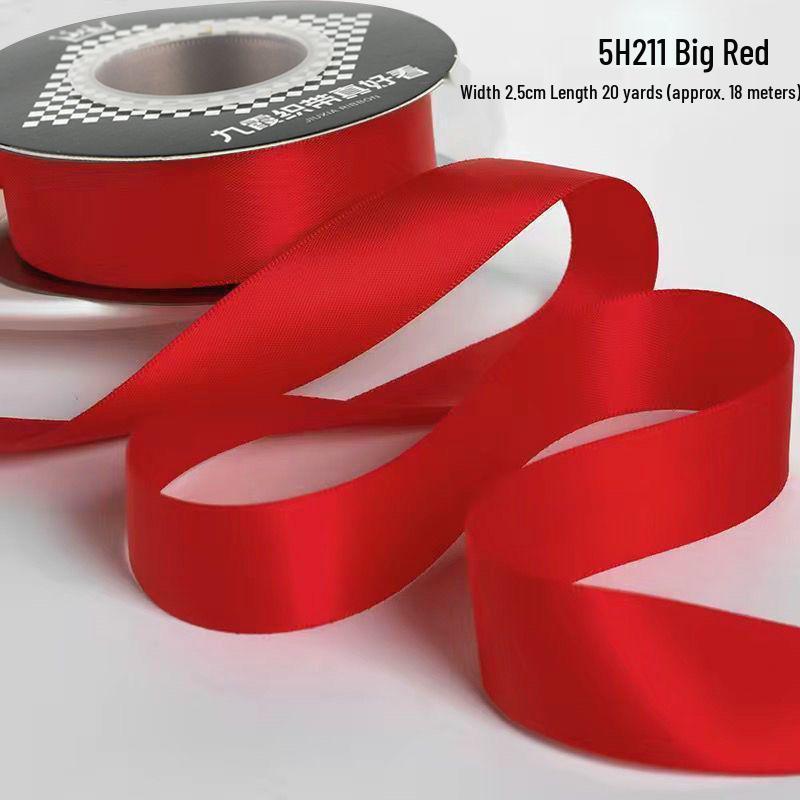 2.5cm Double-Sided Satin Ribbon for DIY, Weddings, Gifts, Bouquets, Cakes, and Bows