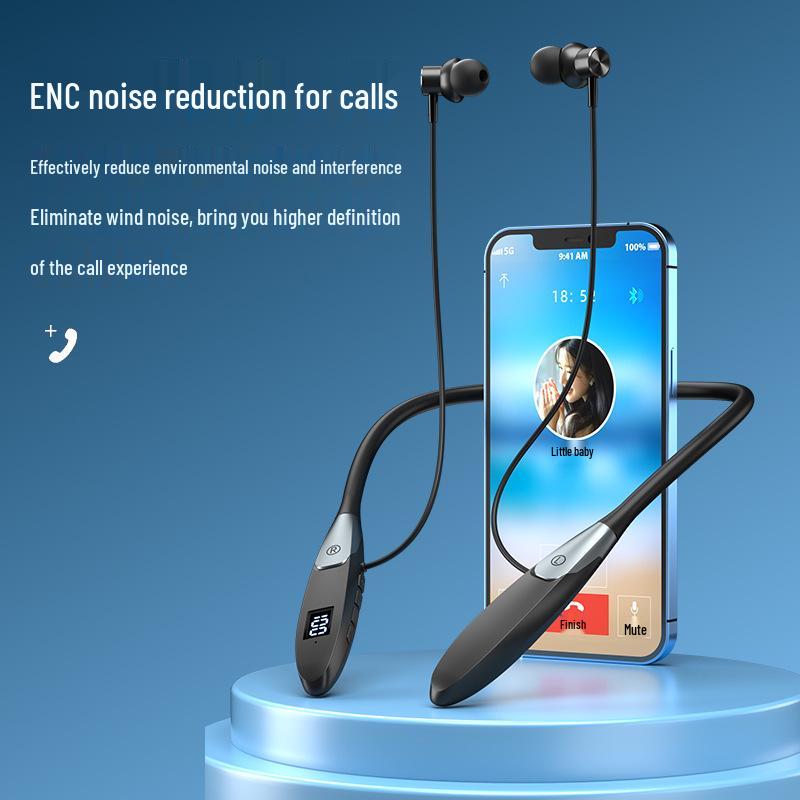 Căști Bluetooth Wireless cu Bandă de Gât cu Reducere a Zgomotului, Contor de Pași Sportiv și Durată Lungă de Viață a Bateriei