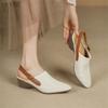 Fashion New Split Leather Summer Sandals Round Toe Sandals for Women Chunky Heels Fashion Hollow Out Sandals Breathable Ladies Shoes