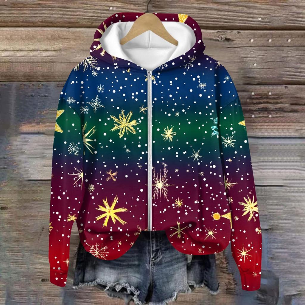 Jackets For Women Long Sleeve  Zip Up  Print Outerwear Casual Jackets
