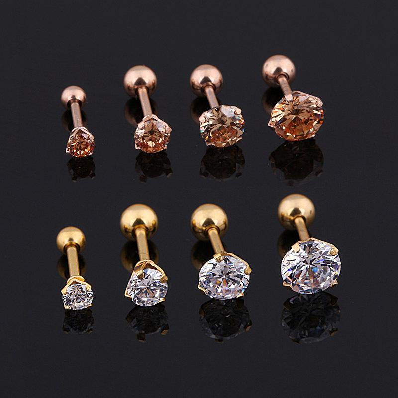 Titanium Steel Zircon Ear Studs Korean Girls Men's Diamond Earrings Fashion Ear Bone Studs