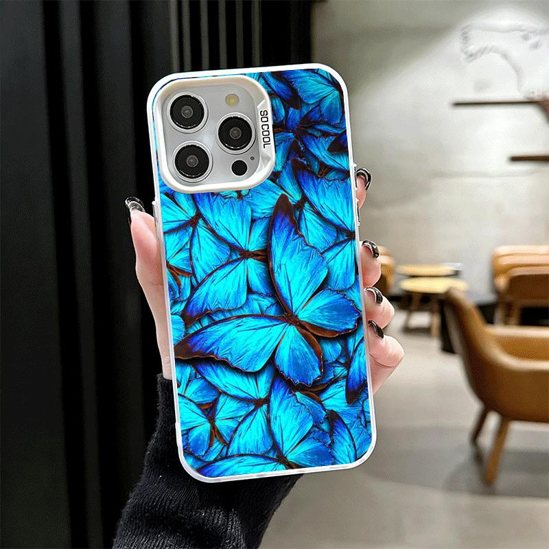 Blue Butterfly Aesthetics Shockproof Phone Case for iPhone 17 Air 16 16E 15 Pro Max 14 Plus 13 Mini 12 Back Cover Anti Fall Fund