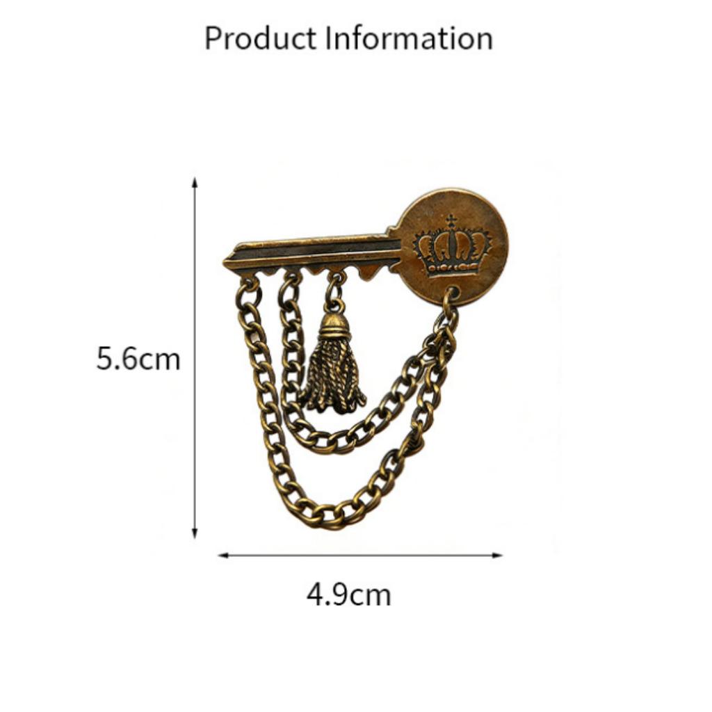 Tassel Brooch  Key Design Brooch Vintage Key Brooch Timeless Metal Pin For Casual Outfit Gifts Hat