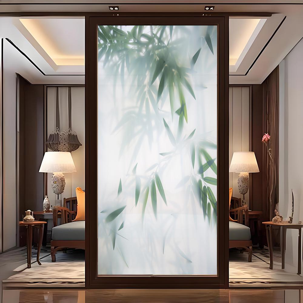 Privacy Window Film Leaves Decorative Static Cling Window Film Frosted Glue Free Glass Window Sticker for Home Decor 20