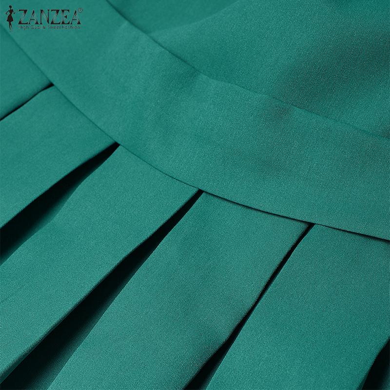 ZANZEA Women Casual Round Neck Solid Color Summer Short Sleeve Dress