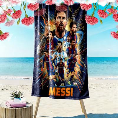 Asciugamano da Spiaggia con Stampa di Lionel Messi, Asciugamano Grande Morbido ad Asciugatura Rapida per Spiaggia Campeggio Nuoto