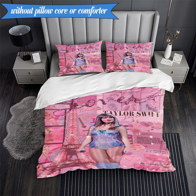3-teiliges Taylor Music Lover Artwork Bettwäsche-Set, inklusive 1 Bettbezug und 2 Kissenbezügen. Perfekt für Schlafzimmer, Wohnheim, Weihnachtsgeschenk für Fans