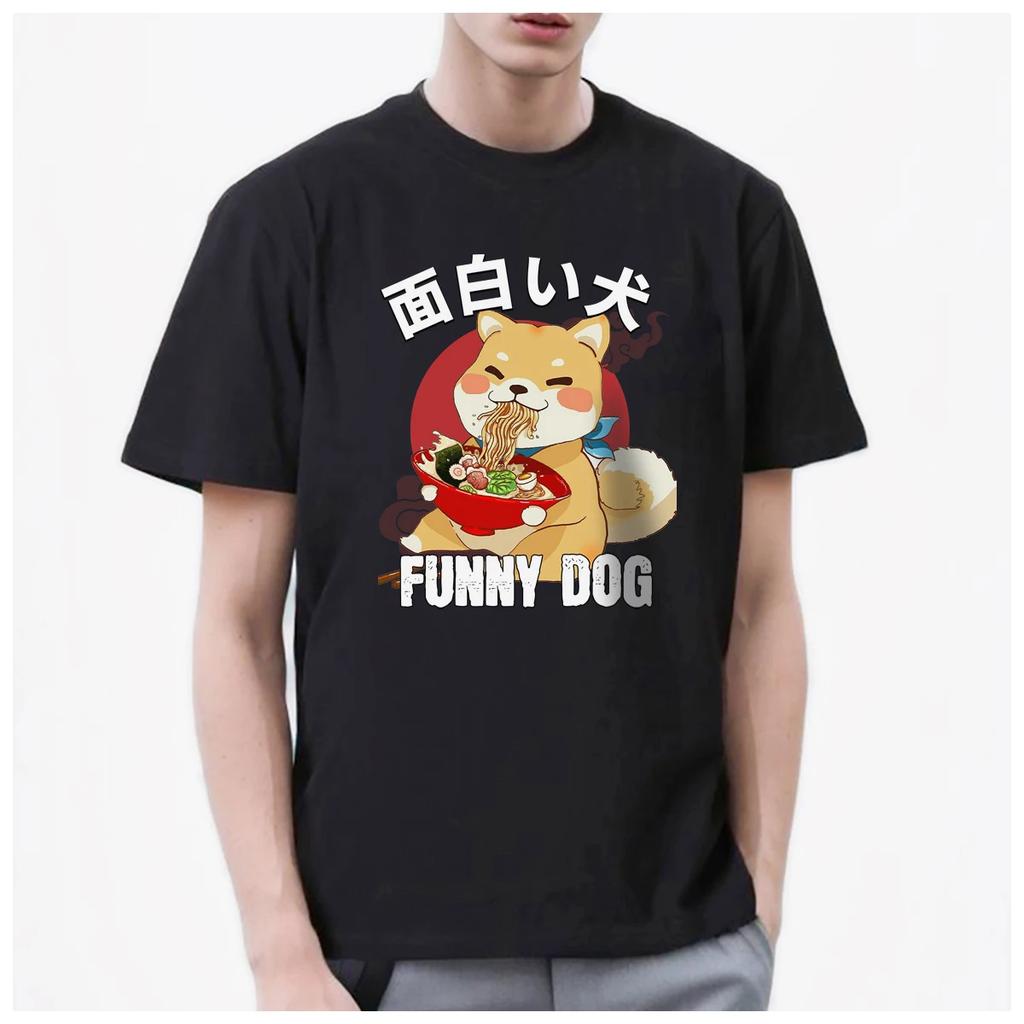 Japanese Style funny dog Anime Graphic t shirt mens Women Trendy Fashion 100% Cotton summer casual Streetwear Unisex couple Y2k