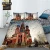 Eiffel Tower Duvet Cover Modern French Paris Cityscape Bedding Set 3D Europe Building Comforter Cover King For Kids Adults Decor