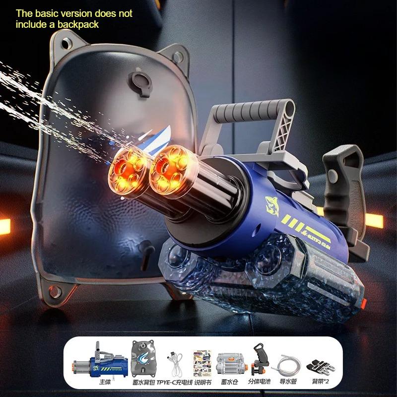 AI Voice Control Gatling Water Gun Toy High Pressure Water Pistol Spray Blaster Bag Pool Beach Summer Toys for Boys Kids Gifts