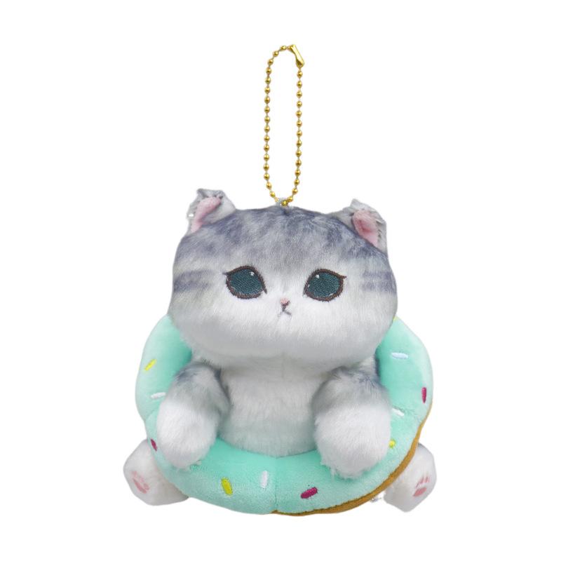 Stylish Shark Cat Plush Toy In Yellow And Gray Color Adorable Design Donut