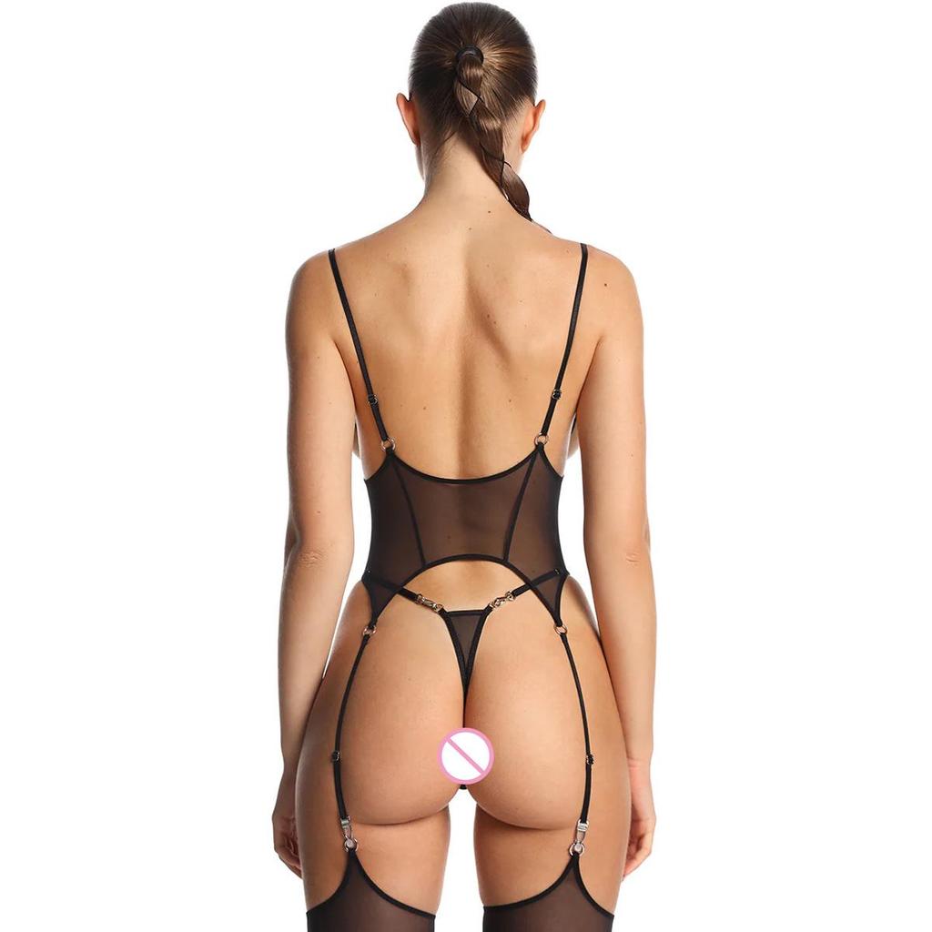 2025 Cross-border Mesh Breathable Stockings & Ultra-thin Lingerie Set