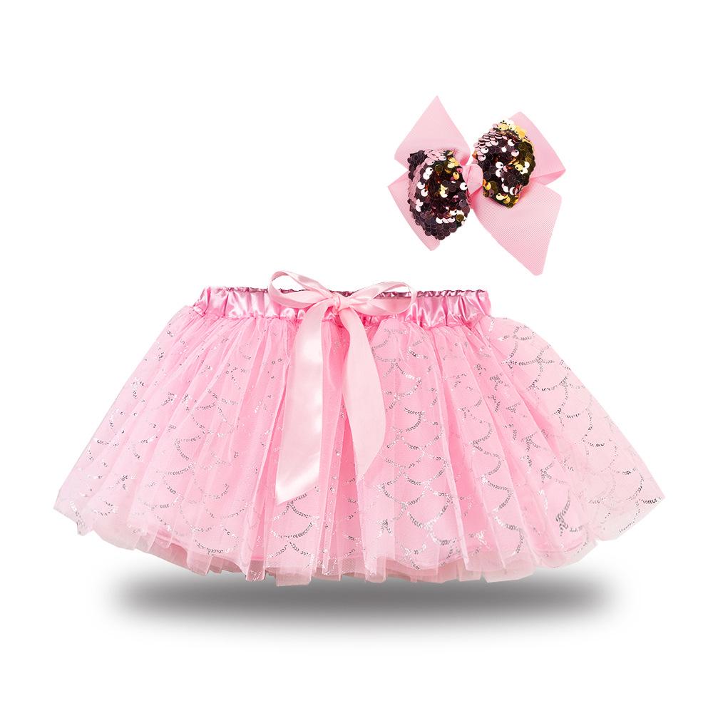 Girls' Star and Moon Mesh Tutu Skirt Set with Bow Hair Clips