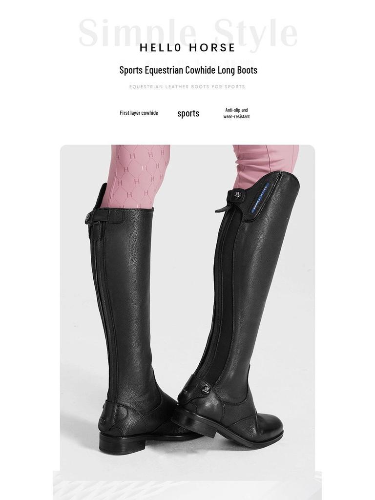 HelloHorse Premium Cowhide Equestrian Riding and Show Jumping Boots