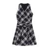 Black and White Plaid V-neck Neck Lace-up Dress for Women's Spring New Sweet Spice Girl Waist A-word Short Skirt