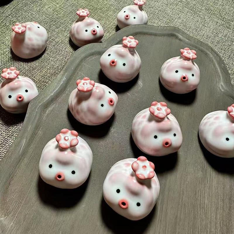 Pink Ceramic Tea Pet Fish Statue Little Fish Bubbles Under Cup Bottom Ornament Cute Water Mug Decor Gift For Tea Lovers