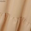 ZANZEA Women Casual V-Neck Solid Color Long Sleeve Loose Long Dress