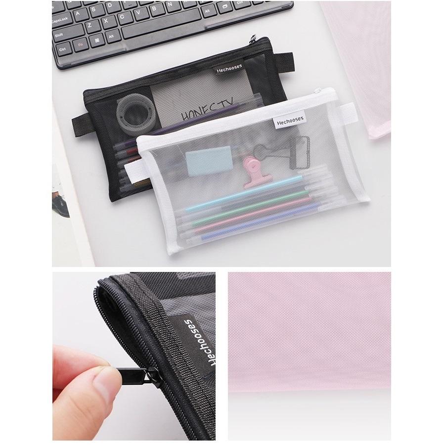 1 pz Semplice Astuccio a Rete con Cerniera Portatile Astuccio Astuccio per Penne per Conservazione di Cancelleria
