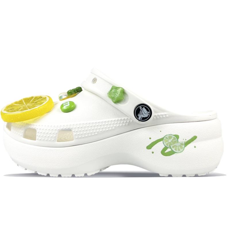 Crocs Classic Platform Clog BNK Sour Lemon Dream Star Sweet Cool Gift Box Hole Shoes Women's Green and White
