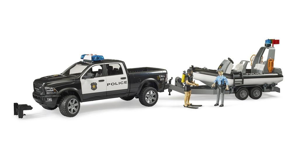 Bruder Ram Power Wagon Police Car & Police Boat (with 2 Figures) BR02507