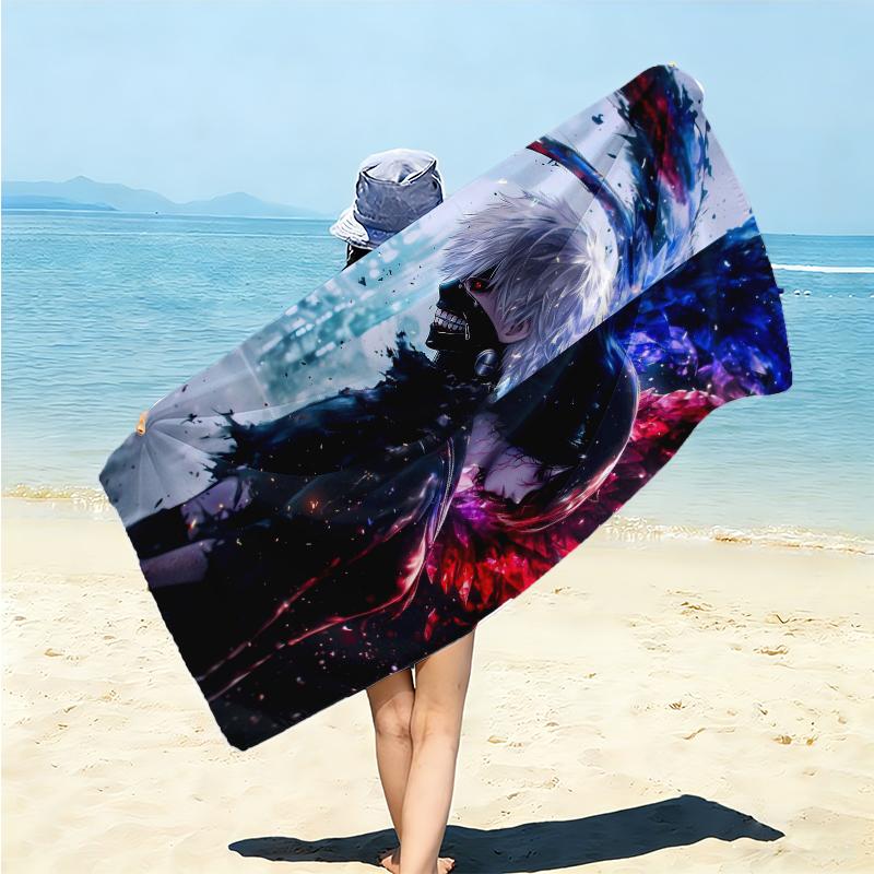 1Pc Tokyo Ghoul Artwork Beach Towel Microfiber Beach Towel Thin Absorbent For Beach Swimming Yoga Bath Sports 091757