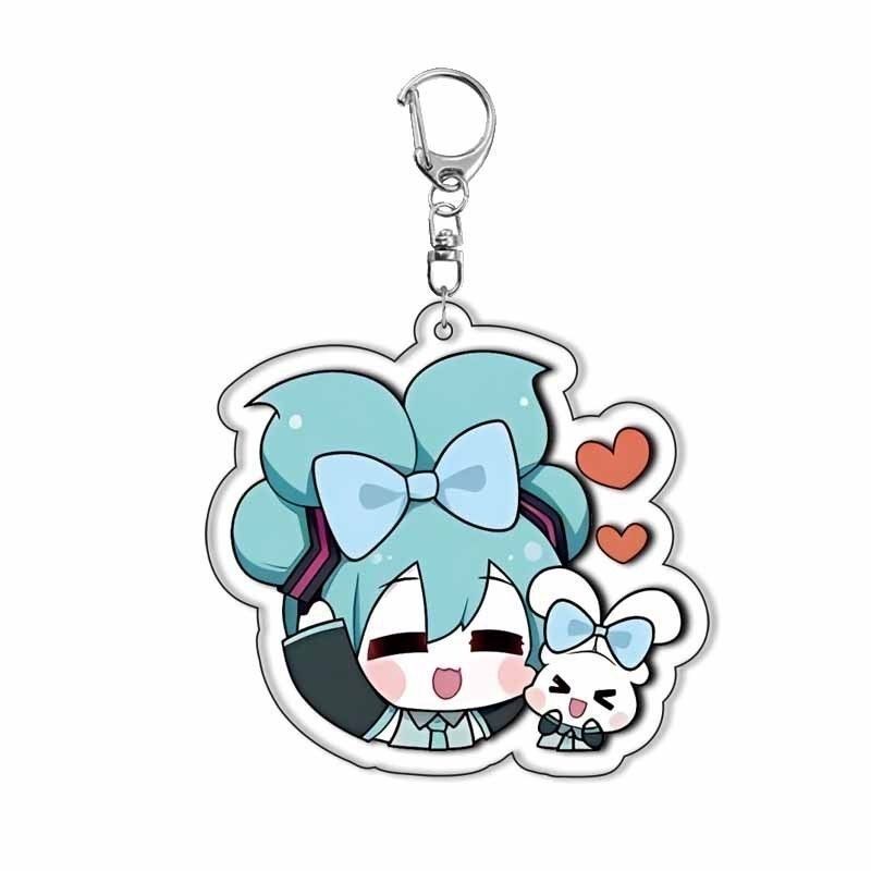 Sleutelhanger Schattige Cartoon Anime Acryl Sleutelhanger Hanger Tas Bedeltje voor Vrouwen Meisjes Tieners Fans Cadeau Acryl Sleutelhanger white
