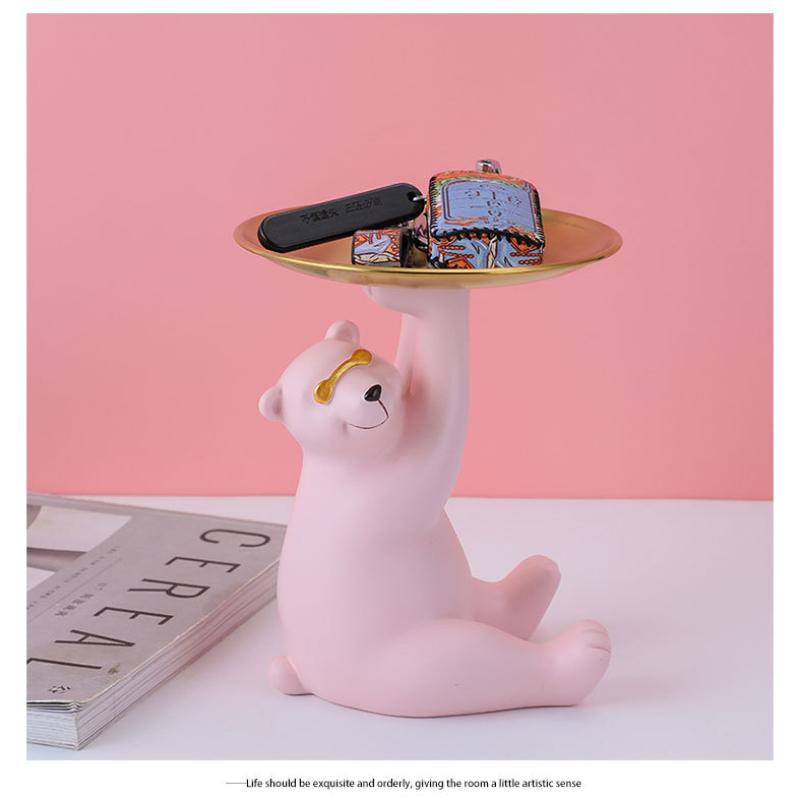 

Домашний декор Милый белый медведь смоляной орнамент входная подставка для хранения ключей украшение для гостиной подарок аксессуары для дома статуэтка оранжевый