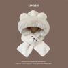 Bear ears hat scarf integrated women's winter warm plush thickened plush scarf Lei Feng hat winter hot sale