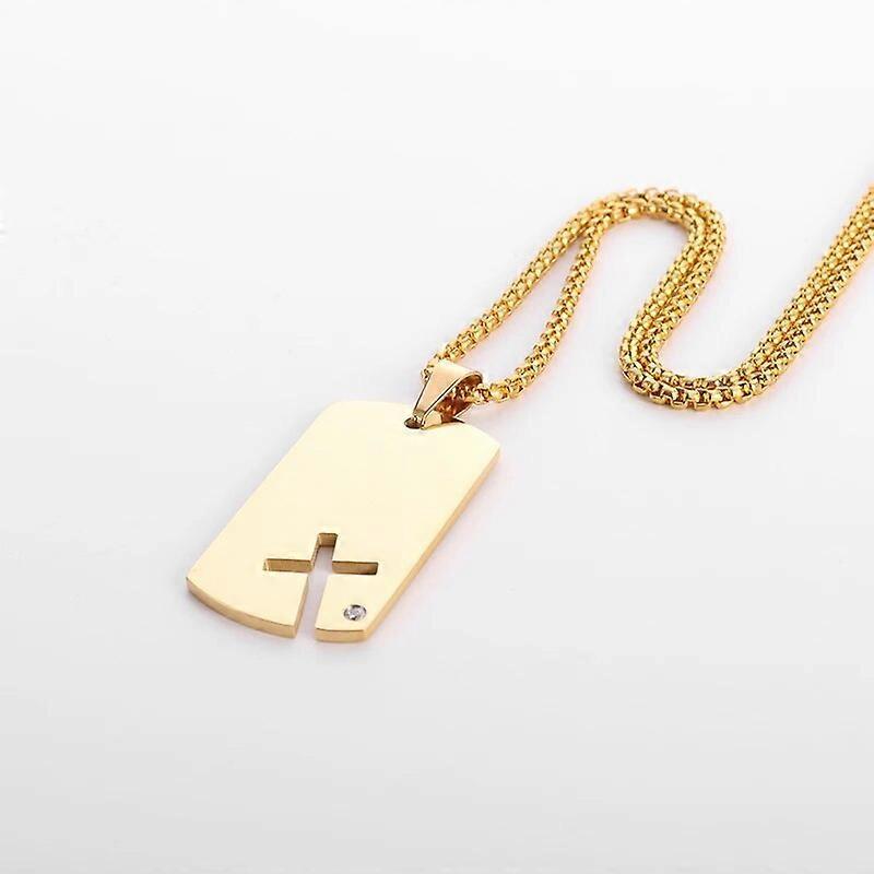 Cross Dog Tag Necklace Stainless Steel Hollowed Out Cross Pendant for Men Women Strong and Brave Christian Jewellery Amulet Gift