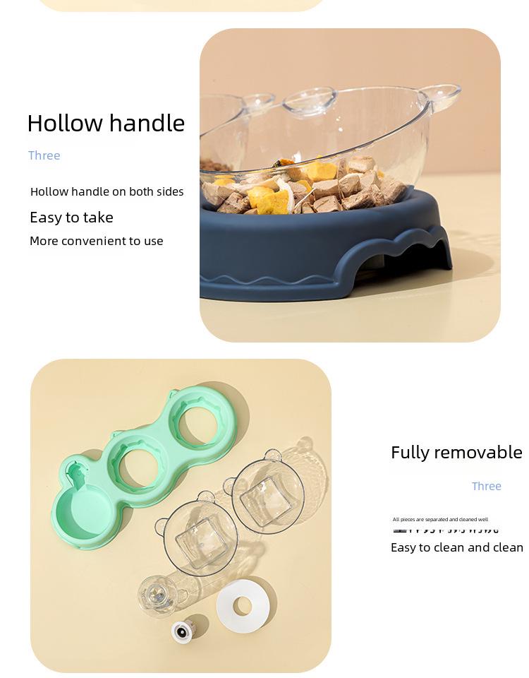 Dreifach-Napfset für Katzen und Hunde: Auslaufsicherer Doppelnapf mit automatischer Wasserzufuhr