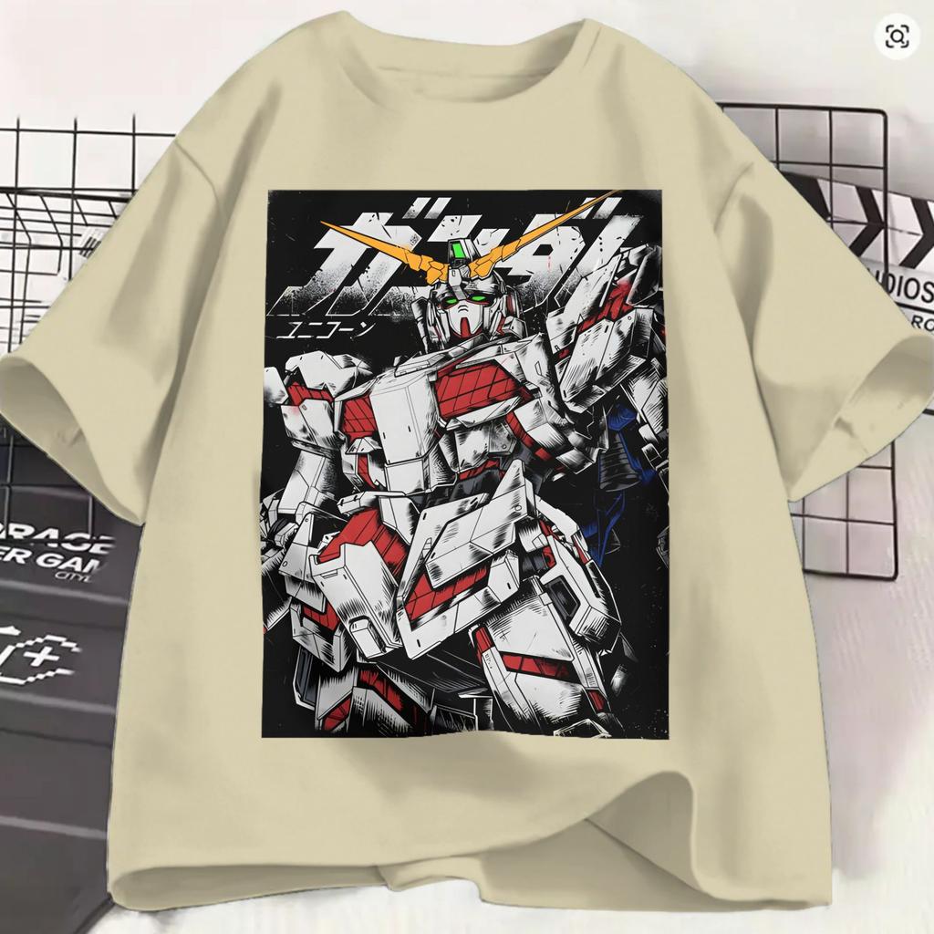 Gundam T Shirt Unisex Pure Cotton Creative Tshirt Round Neck Unicorn Tee Shirt Short Sleeve Clothing Gift Idea